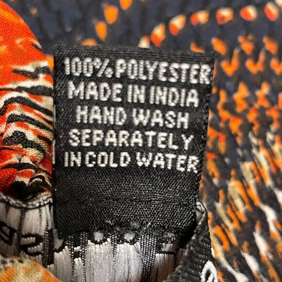 Fashion Fuse Boho Keyhole Flowy Long Sleeve Blouse Orange‎ Navy Size 1X - Picture 7 of 8